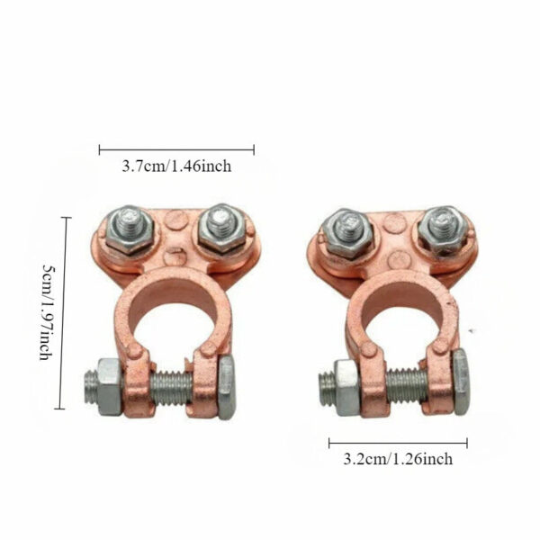 Car Battery Terminal Clamps 2pc Copper Positive & Negative