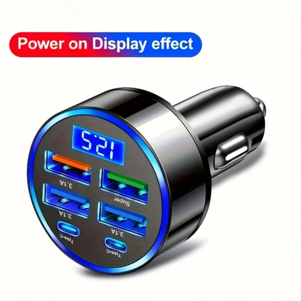 6-in-1 Car Charger with QC3.0 & Display