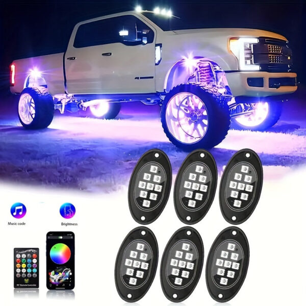RGB LED Rock Light Kit with Remote Control - Multicolor Underglow Lights for Trucks SUV ATV - Image 3