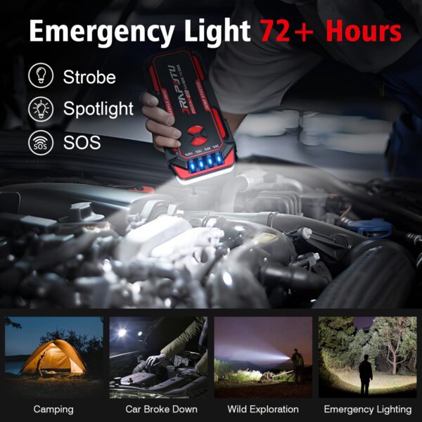 Portable Car Jump Starter 12V with LED Light - Image 4