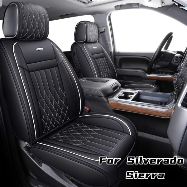 Chevy Silverado GMC Sierra Seat Covers 2007-2024 Crew Cab Faux Leather - Image 4