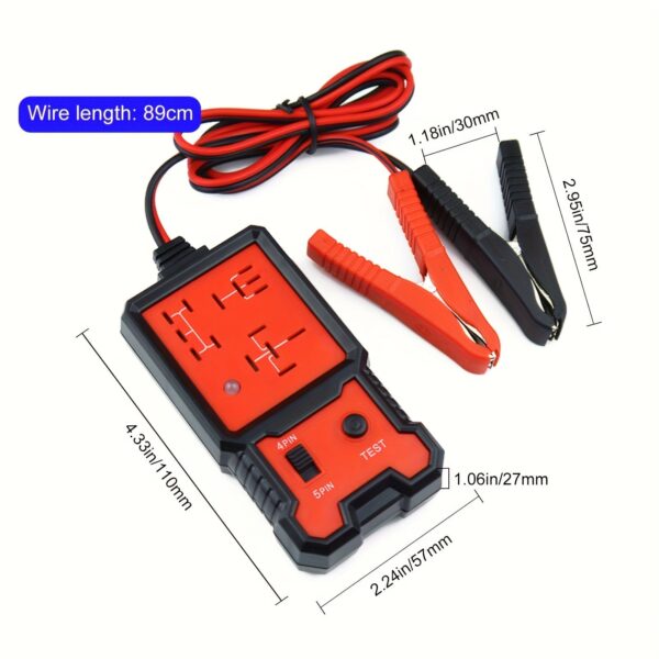 12V Automotive Relay Tester with Battery Clips - Image 3