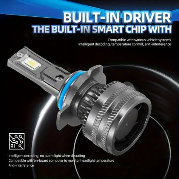 LED Headlight Bulbs H4/H7/H11/9005/9006 - 75W 6000K Error-Free Replacement Kit - Image 5