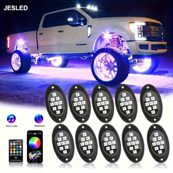 RGB LED Rock Lights Kit Voice Control Remote for Truck SUV ATV - Image 3