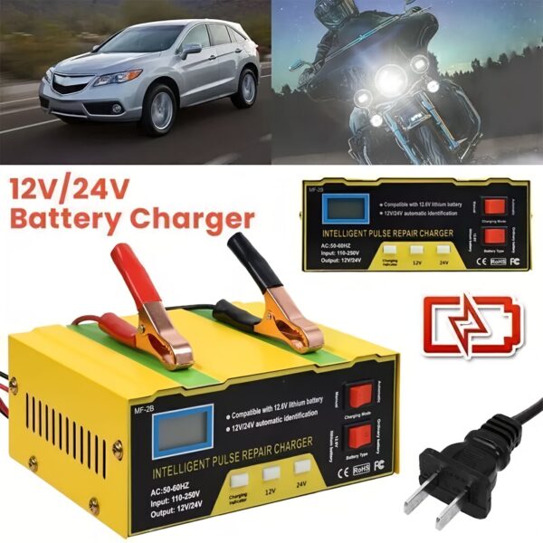 12V/24V Smart Car Battery Charger and Maintainer with Pulse Repair Technology - Image 4