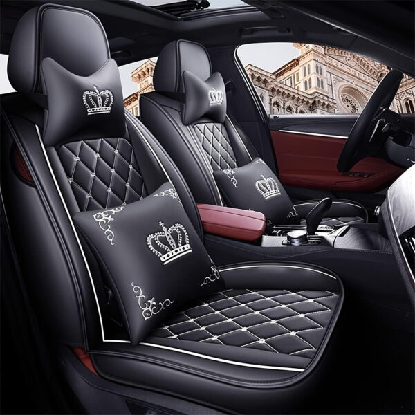 Car Seat Covers Full Set Faux Leather 5-Seat Universal Fit - Image 10