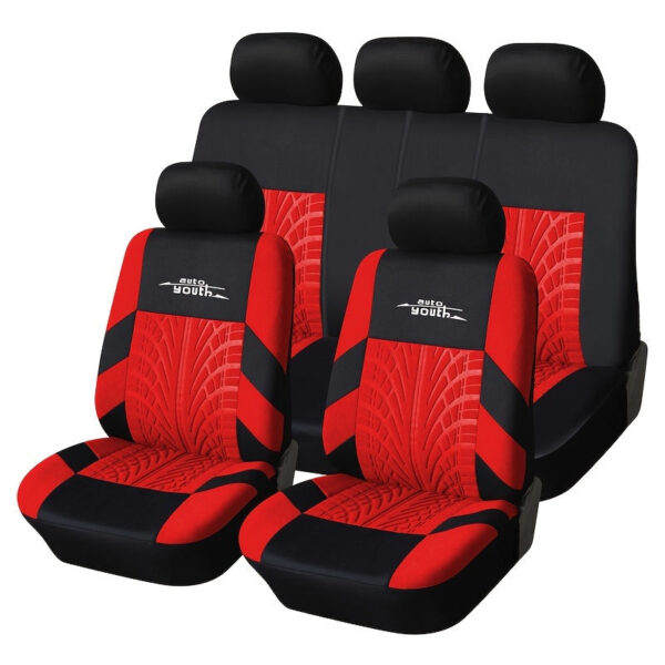 Universal Car Seat Covers Full Set - 3D Tyre Print Polyester - Image 3