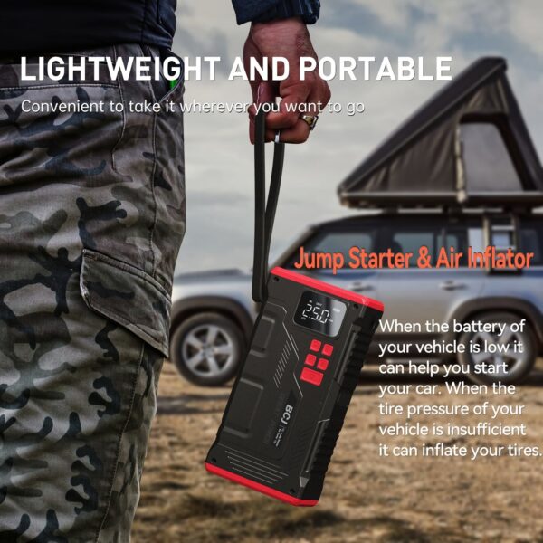 Car Jump Starter with Air Compressor 5000A Peak 150PSI Digital Tire Inflator 12V Battery Charger - Image 5