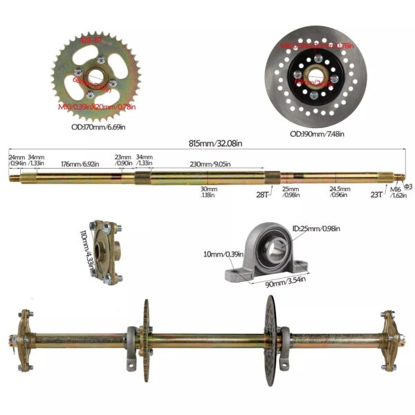 32 Inch Rear Axle with 140cc Semi-Auto Engine for Go Kart ATV - Image 2