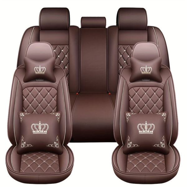Car Seat Covers Full Set Faux Leather 5-Seat Universal Fit - Image 2