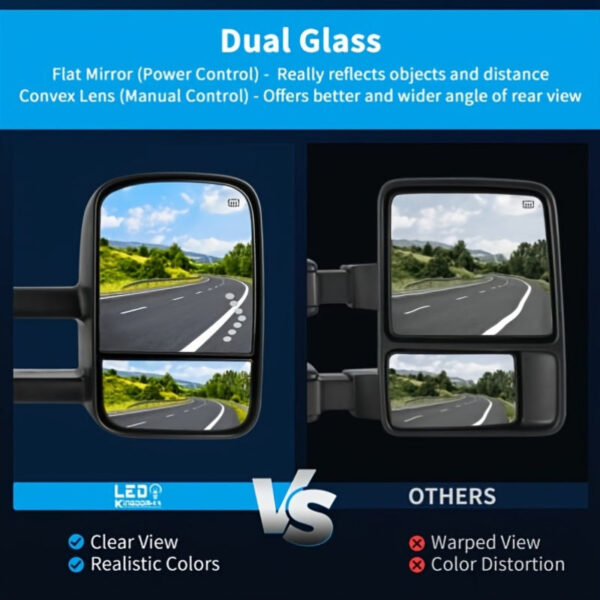 LED Towing Mirrors Power Heated for Chevrolet 2007-2013 Pair - Image 2