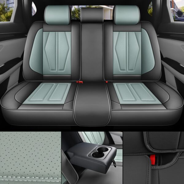 Universal Faux Leather Car Seat Cover Set 9-Piece Red - Image 6