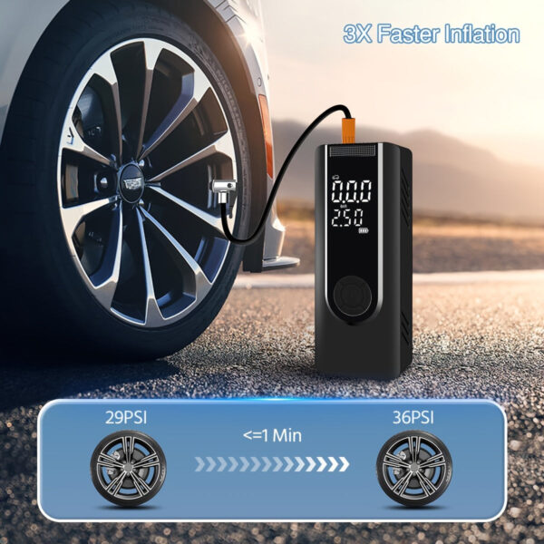 150PSI Portable Tire Inflator Air Compressor with 25000mAh Battery - Image 4