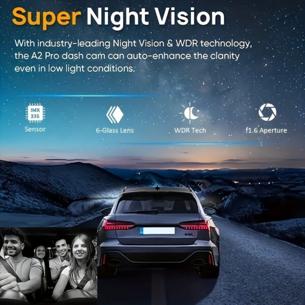 Dual Dash Camera 1080P Front and Interior with Night Vision 3.16 Inch Screen - Image 5
