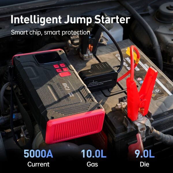 Car Jump Starter with Air Compressor 5000A Peak 150PSI Digital Tire Inflator 12V Battery Charger - Image 3