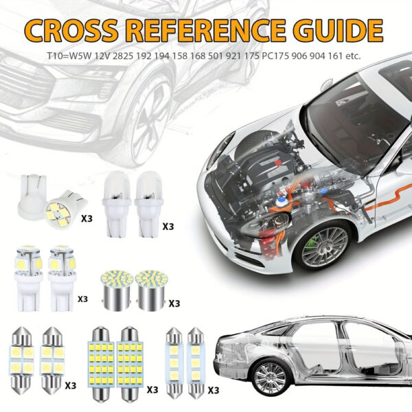 Car Interior LED Light Bulb Kit 42pc White for Map Dome License Plate - Image 4