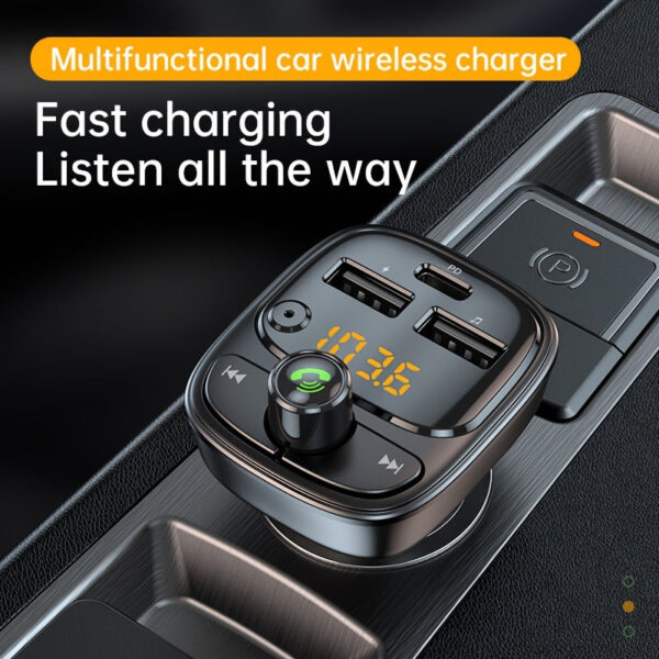 USB C Car FM Transmitter with Bluetooth Handsfree Dual USB Charger