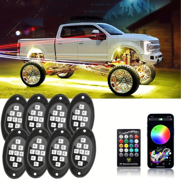 RGB LED Rock Lights Kit Voice Control Remote for Truck SUV ATV - Image 2