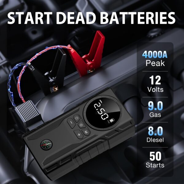 4000A Portable Jump Starter with Air Compressor 150PSI Battery Booster - Image 3