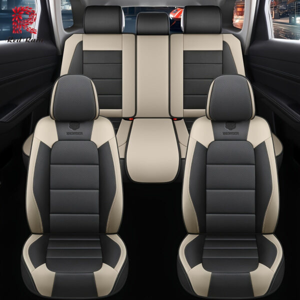 Red Rain Car Seat Covers Full Set Faux Leather Universal 5-Seat - Image 4