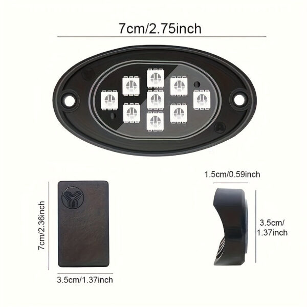 RGB LED Rock Light Kit with Remote Control - Multicolor Underglow Lights for Trucks SUV ATV - Image 2