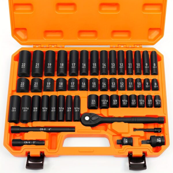 50pc Socket Set 3/8" Drive SAE/Metric with Ratchet Handle