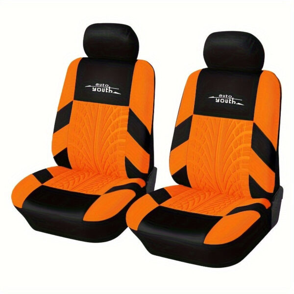 Universal Front Car Seat Covers with Tire Track Design - Image 9