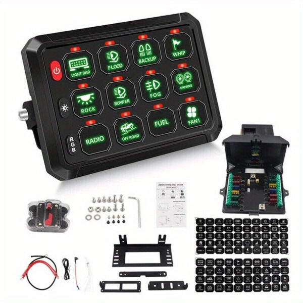 12 Gang Switch Panel with RGB Backlight - Car & Truck Control System - Image 4