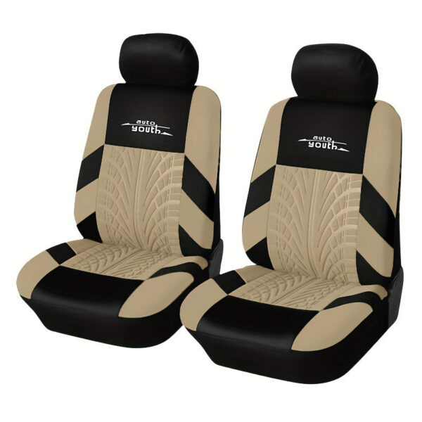 Universal Front Car Seat Covers with Tire Track Design - Image 6