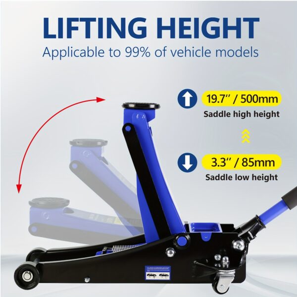 3 Ton Dual Piston Floor Jack Low Profile Steel Racing - Image 4