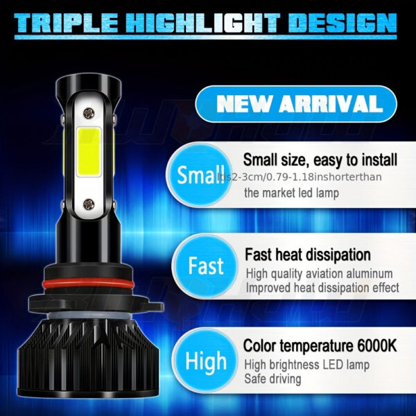 H11 H9 H8 9005 HB3 LED Headlight Bulbs 6000K White Combo Pack - Image 5