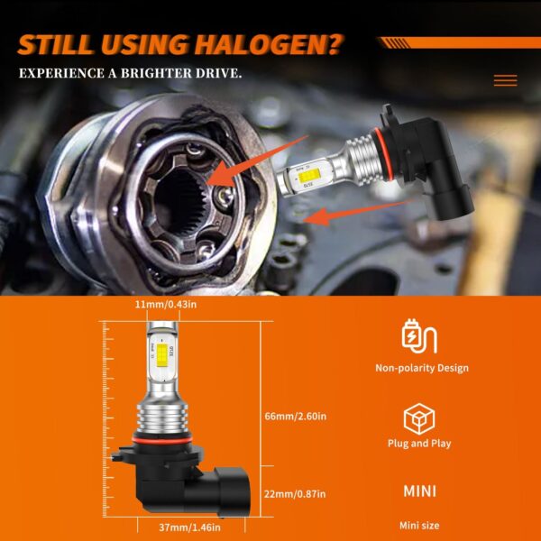 Toyota Corolla LED Headlight Bulbs 9005 9006 White 6000K 2001-2016 - Image 5
