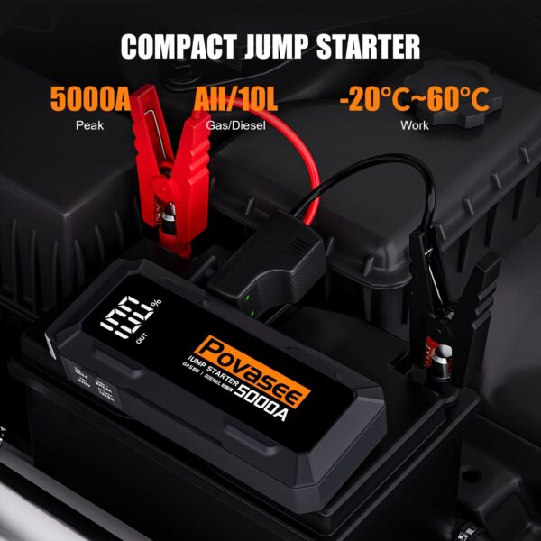 POVASEE Car Jump Starter 2000A/5000A 12V Battery Pack - Image 5